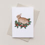 Christmas Rabbit Watercolour Card, thumbnail 2 of 2