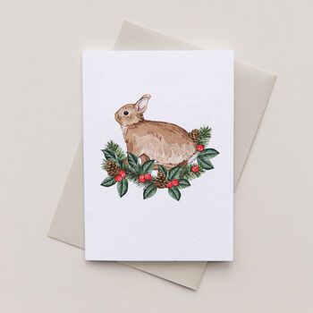 Christmas Rabbit Watercolour Card, 2 of 2