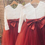 Long Sleeve Burgundy Tutu Dress, thumbnail 1 of 12