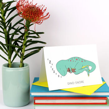 Dino Snore Dinosaur Father's Day Greeting Card, 2 of 3