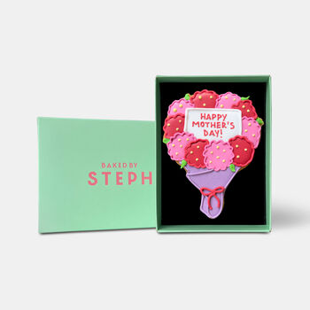 Vegan Happy Mother's Day Floral Bouquet Iced Biscuit Letterbox Gift, 4 of 11