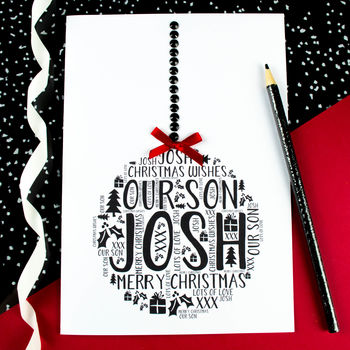 Personalised Son Christmas Bauble Card, 2 of 5