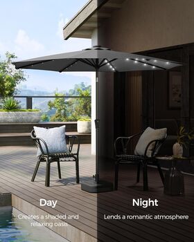 270cm Garden Parasol Umbrella 32 Solar Powered LED Light, 3 of 12