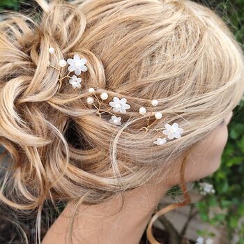 Pearl Flower Bridal Hair Pins Set Of Three, 2 of 13