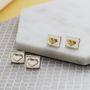 Square Heart Sterling Silver Stud Earrings, thumbnail 1 of 3