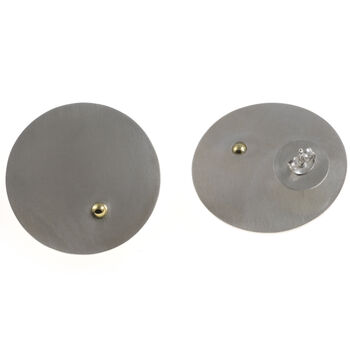 Large Silver Disc With Gold Ball Stud Earrings, 4 of 7