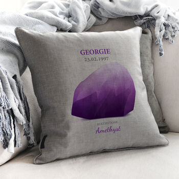 Personalised February Amethyst Birthstone Cushion, 2 of 4