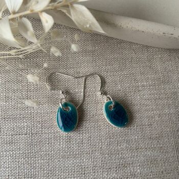 Tiny Turquoise Oval Dangle Earrings, 4 of 7