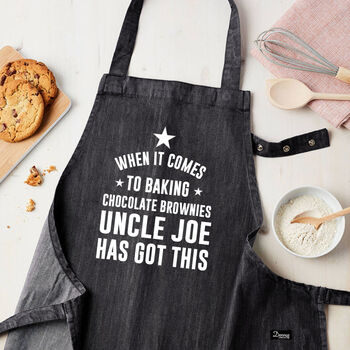 Personalised Grey Denim Baking Apron, 2 of 3