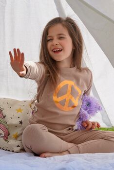 Peace Sign Ribbed Loungewear Set, 3 of 3