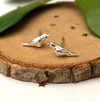Sterling Silver Good Luck Robin Bird Earrings, 8 of 12