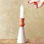 White And Terracotta Candlestick Holder, thumbnail 1 of 11