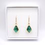Green Deco Droplet Leverback Earrings, thumbnail 1 of 5