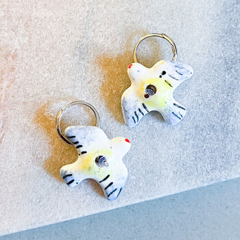 Ceramic Swallow Dove Bird Dangle Earrings, 3 of 3