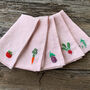 'Eat Your Greens' Embroidered Vegetable Linen Napkins, thumbnail 4 of 10