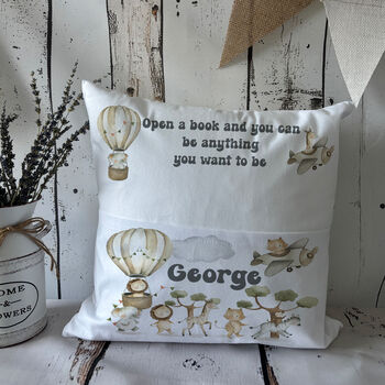 Personalised Pocket Pillow, Kids Reading Cushion, 2 of 3