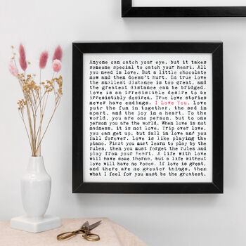 I Love You Quotes Print, Anniversary Gift, 2 of 8