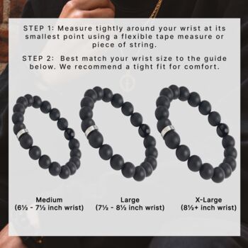 Men’s 10mm Black Onyx Bead Bracelet 'Silver Bead', 6 of 10
