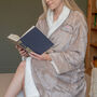Super Soft Sherpa Style Dressing Gown With Book Lover Club Design, thumbnail 1 of 8