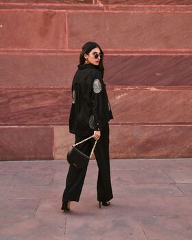 Diyu Sequin Embroidered Black Co Ord Set, 2 of 4