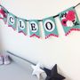 Pink And Turquoise Personalised Felt Floral Bunting, thumbnail 2 of 3