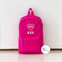 Hot Pink Personalised Name And Design Mini Backpack, thumbnail 1 of 3