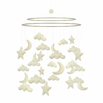 Baby Mobile Large Night Sky White With Gold Beads, 3 of 5