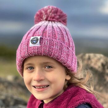 Kids Rose Pink Gradient Rib Knit Hat, 2 of 3