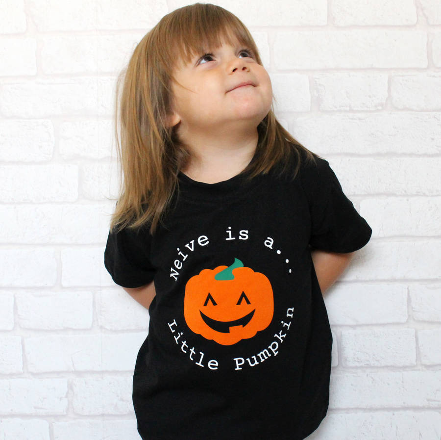 Halloween Personalised Little Pumpkin T Shirt, 1 of 3