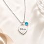 Personalised Name Heart Shaped Necklace With Birthstone, thumbnail 2 of 5