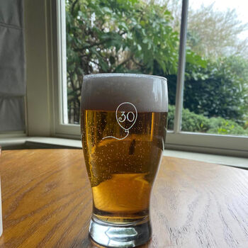 Personalised 30th Birthday Gift Balloon Pint Glass, 4 of 9