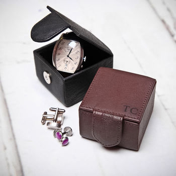 Personalised Leather Cufflink Jewellery Box, 2 of 9