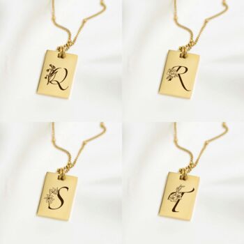 Personalised Birth Flower And Initial Tag Necklace, 8 of 12