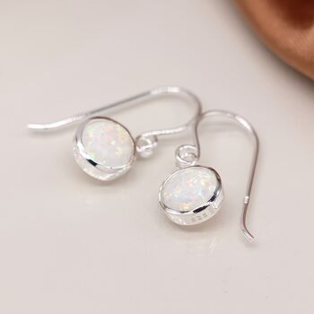 Sterling Silver White Opal Drop Earrings, 4 of 8