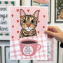Personalised Dog Portrait Print With Gingham Hearts, thumbnail 2 of 11