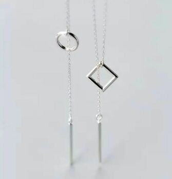 Long Eclipse Or Square Bar Silver Necklace, 2 of 8