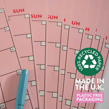Monthly Undated A3 Wall Planner | 12 Pages | Pink And Red, 6 of 7