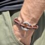 Antique Brown Flat And Round Leather Memorial Urn Bracelet For Ashes, thumbnail 5 of 12