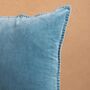 Blue Cotton Velvet Cushion Cover With Feston Stitch, thumbnail 2 of 5
