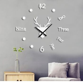 Christmas Deer Antlers 3D Wall Clock, Four Colours, 3 of 6