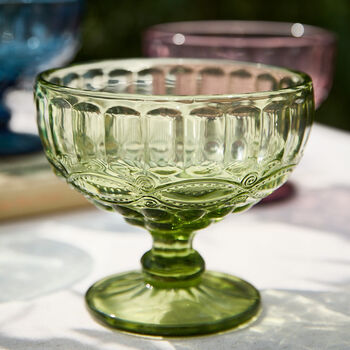 Aurielle Green Glass Footed Dessert Bowl, 3 of 3