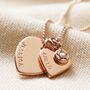 Personalised Double Heart And Birthstone Charm Necklace, thumbnail 7 of 12