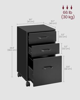 Three Drawer Rolling Filing Cabinet With Wheels, 2 of 8