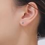 Sterling Silver Tiny Droplet London Blue Cz Stud Earrings, thumbnail 5 of 12