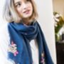 Personalised Navy Scarf With An Embroidered Flower, thumbnail 3 of 6