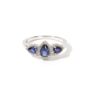 White Gold Blue Sapphire And Diamond Trilogy Pear Ring, thumbnail 3 of 4