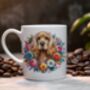 Personalised Cocker Spaniel Summer Floral Dog Wreath Cushion And Mug Gift Bundle B, thumbnail 4 of 5