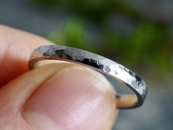 2mm Platinum Wedding Band With Hammered Effect, 2 of 5