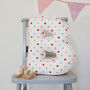 Handmade Letter Cushion In Colourful Polka Dot, thumbnail 1 of 4