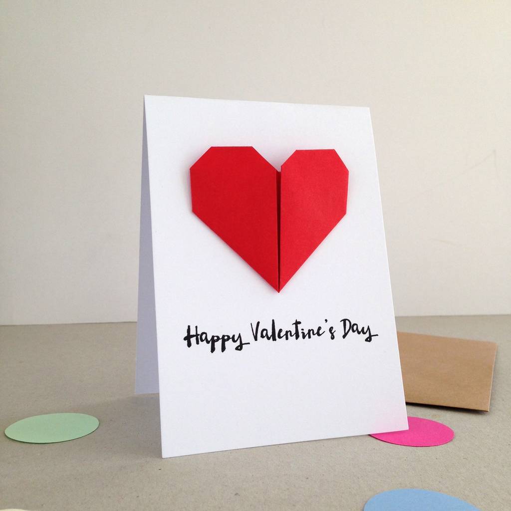 personalised origami heart valentines day card by louise mclaren 